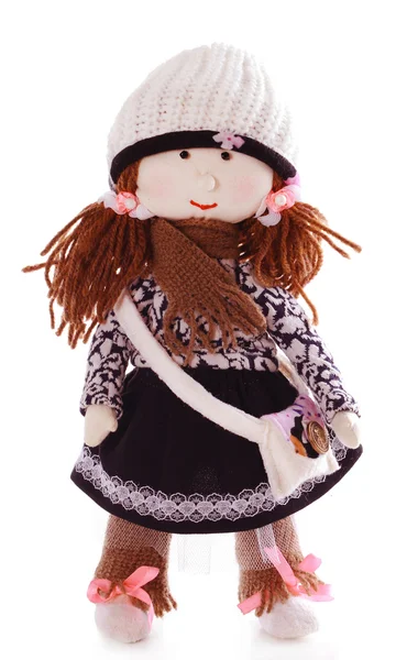 Handmade doll isolated on white — Stock Photo, Image