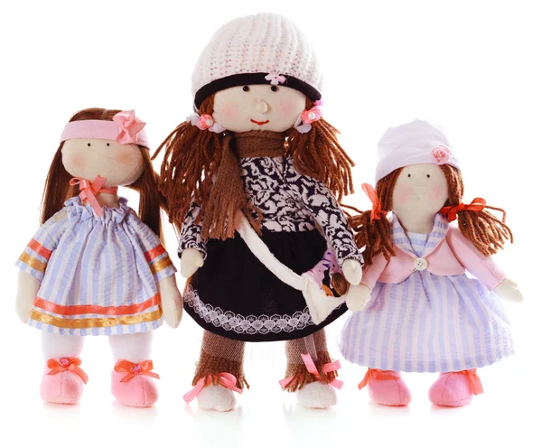 Bambole fatte a mano isolate su bianco — Foto Stock