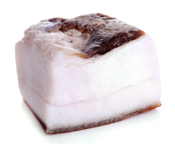 一块白色一个孤立的腌猪油塞 — 图库照片