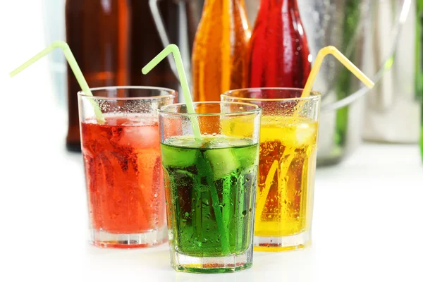Glassware of different drinks, closeup — Stock Photo, Image