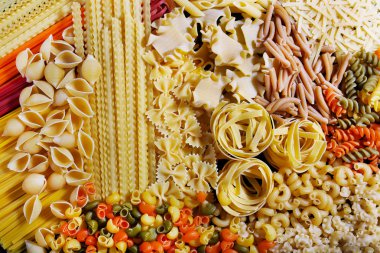 Different types of pasta, macro view clipart