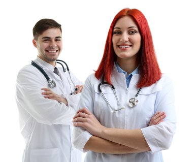 tıbbi çalışanlar üzerinde beyaz izole