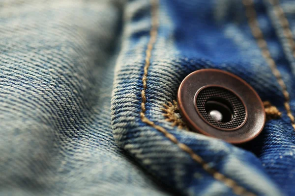 Metal button on clothes close up — Stock Photo, Image