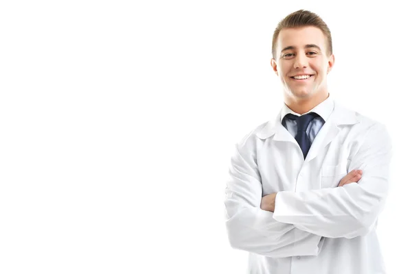 Mannelijke arts geïsoleerd op wit — Stockfoto