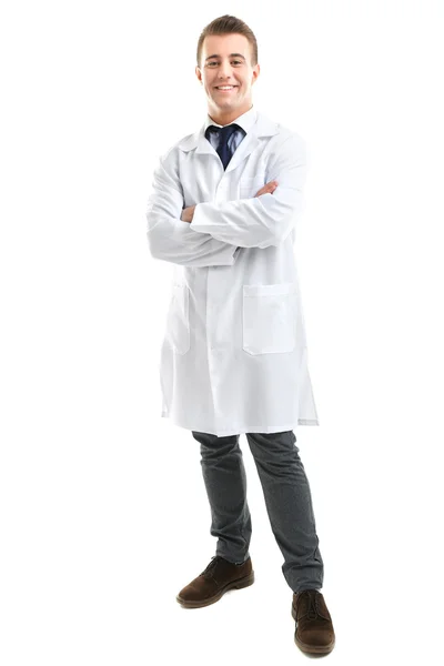 Manliga läkare isolerad på vit — Stockfoto