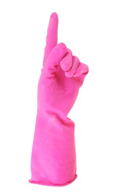 Yandan, üzerinde beyaz izole kauçuk eldiven