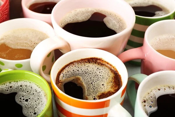 Many cups of coffee, closeup — Stock Photo, Image