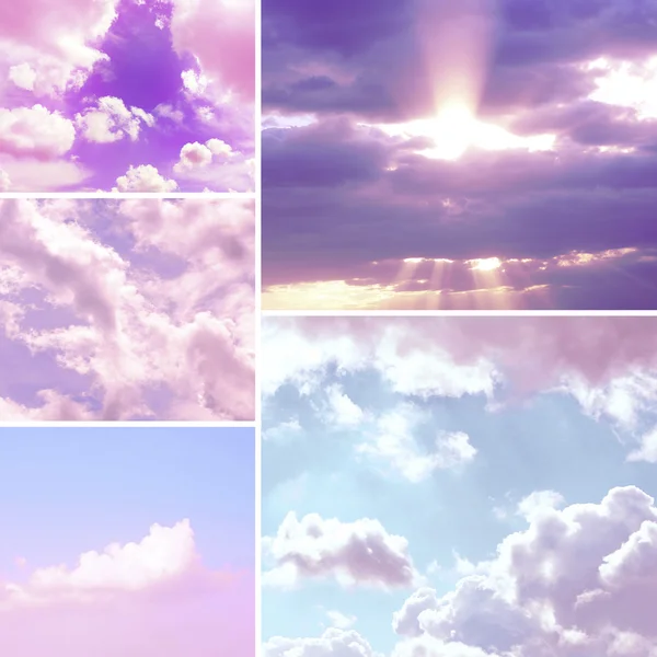 Cielo con nubes collage — Foto de Stock