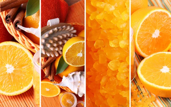 Orange spa compositions in collage — Stock Photo, Image