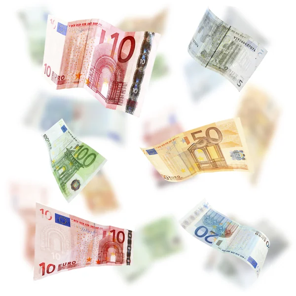 Fliegende Euro-Banknoten — Stockfoto