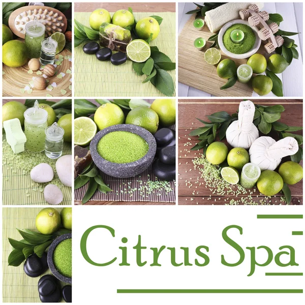 Green spa compositions in collage — Stock Photo, Image