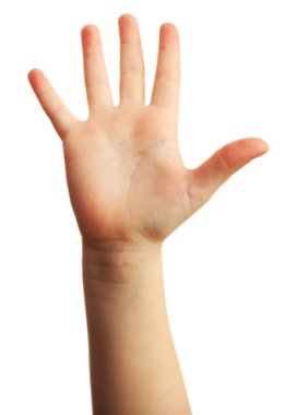 Çocuk el beyaz izole