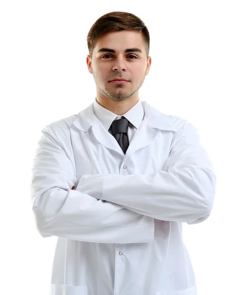 Médico masculino isolado em branco — Fotografia de Stock