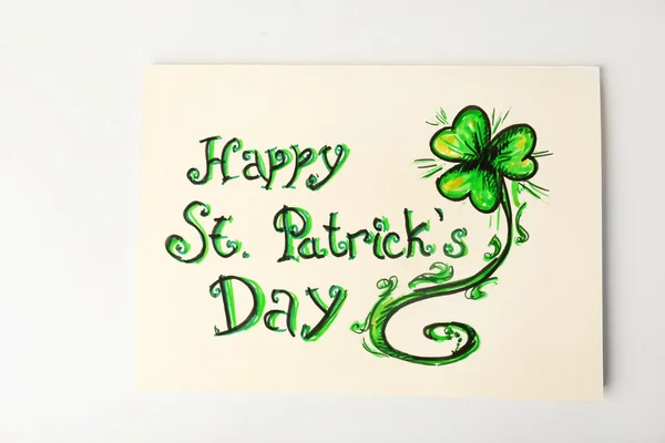 Gelukkige St Patrick dag kaart geïsoleerd op wit — Stockfoto