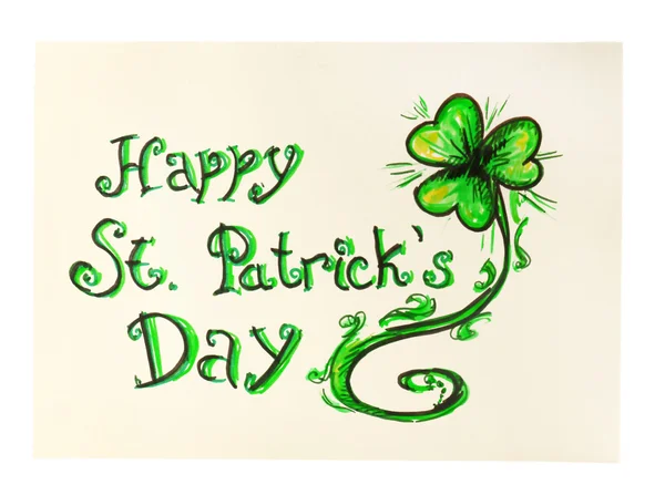 Happy St Patrick 's Day card isolated on white — стоковое фото