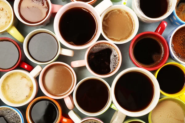 Many cups of coffee, top view — Stock Photo, Image