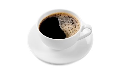 Beyaz üzerine izole edilmiş bir fincan kahve.