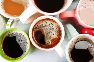 Birçok bardak kahve, en iyi görünümü