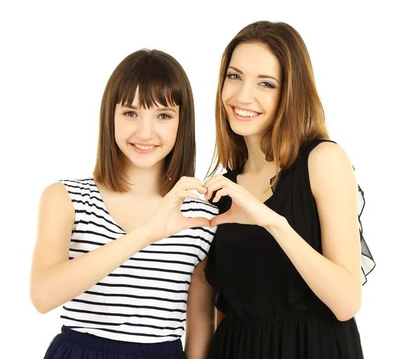 Duas meninas bonitas isoladas no branco — Fotografia de Stock