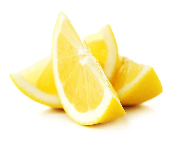 Juicy slices of lemon isolated on white — Stock Photo, Image
