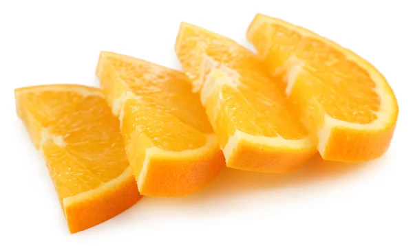 Juicy slices of orange isolated on white — Stock Photo, Image