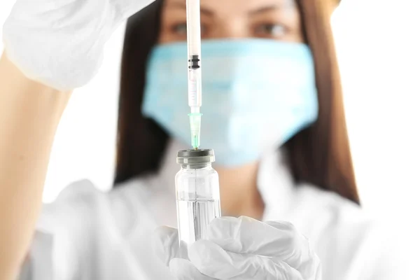 Ampule and syringe in hands of doctor — Stock Photo, Image