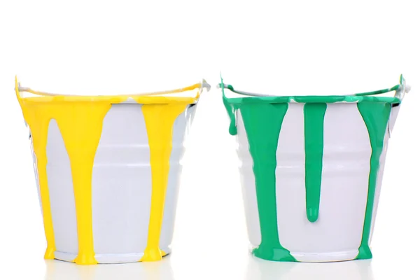 Buckets of paints isolated on white — Stock Photo, Image