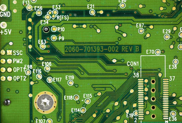 Primer plano de la placa base del ordenador — Foto de Stock