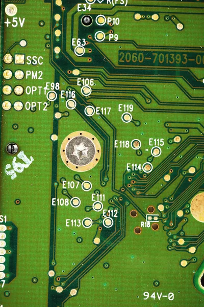 Primer plano de la placa base del ordenador — Foto de Stock