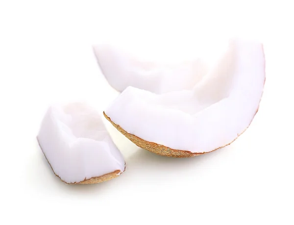 Pieces of coconut isolated on white — Stock Photo, Image