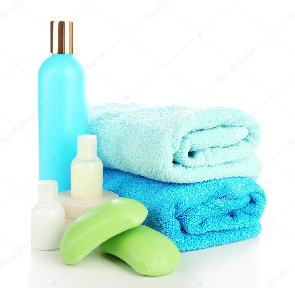 Still life with terry towels isolated on white