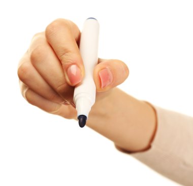 El ile üzerine beyaz izole işareti