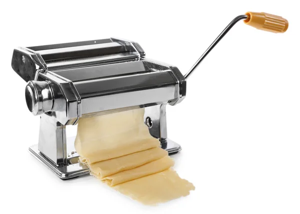 Fém tészta készítő gép a tésztát elszigetelt fehér — Stock Fotó