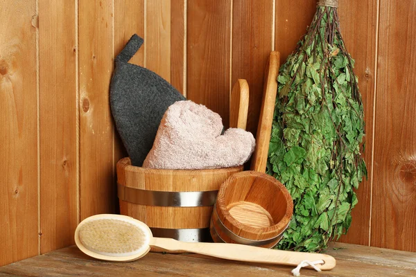 Accessoires naturels dans le sauna — Photo