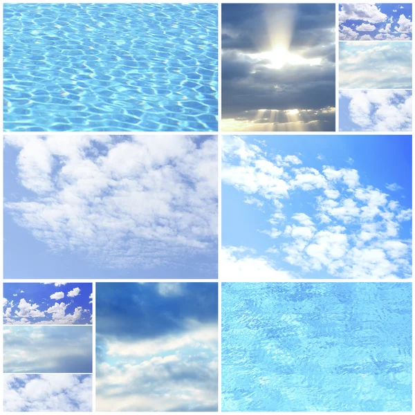 Коллаж красивого неба с облаками — стоковое фото