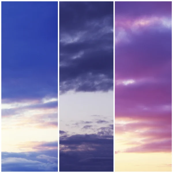 Collage van mooie hemel met wolken — Stockfoto