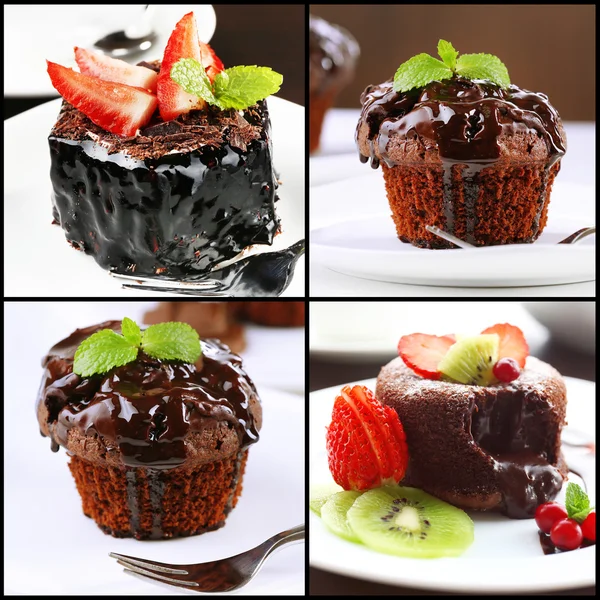 Collage of chocolate desserts — Stock Photo, Image