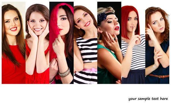 Belle giovani donne in collage e spazio per il tuo testo — Foto Stock