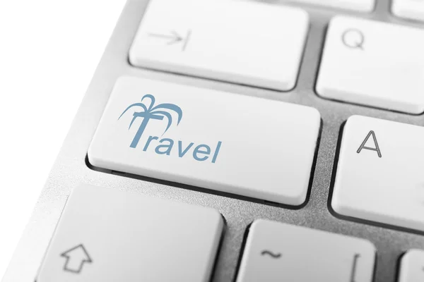 Travel concept. Keyboard of modern laptop close up — Stock Photo, Image