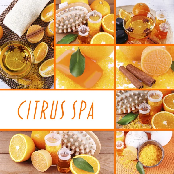 Orange Wellness Kompositionen in Collage — Stockfoto