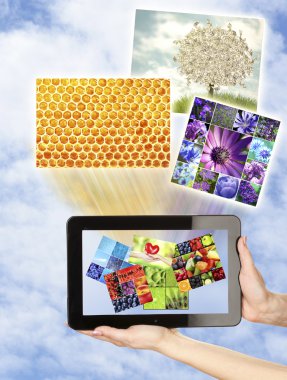 Dokunmatik ekran tablet ile görüntüleri akış