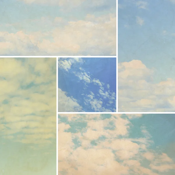 Hermoso cielo con nubes collage — Foto de Stock