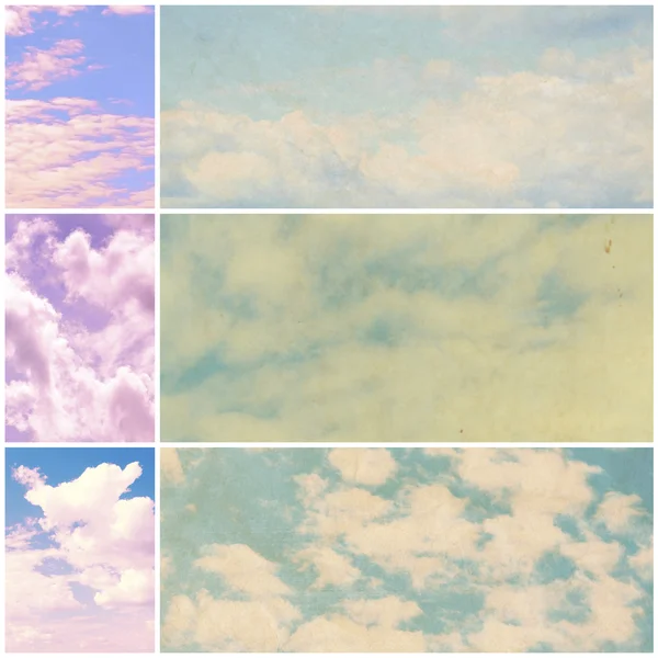 Collage di bel cielo con nuvole — Foto Stock