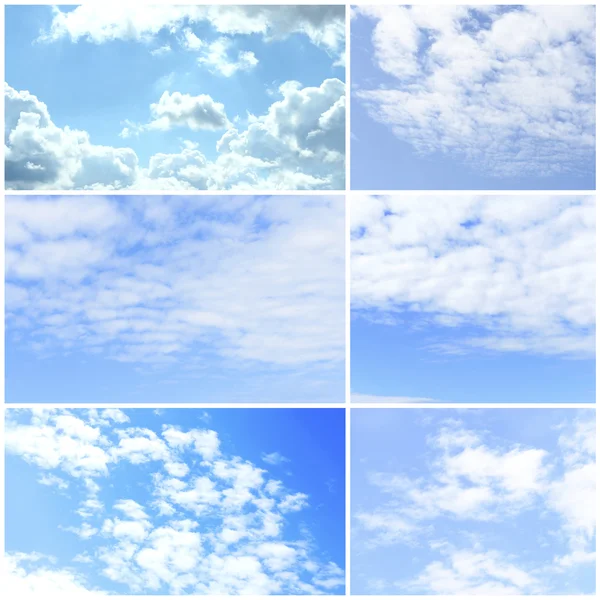 Коллаж красивого неба с облаками — стоковое фото