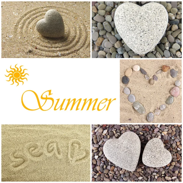 Collage of images with different hearts. Summer concept — Stock Photo, Image