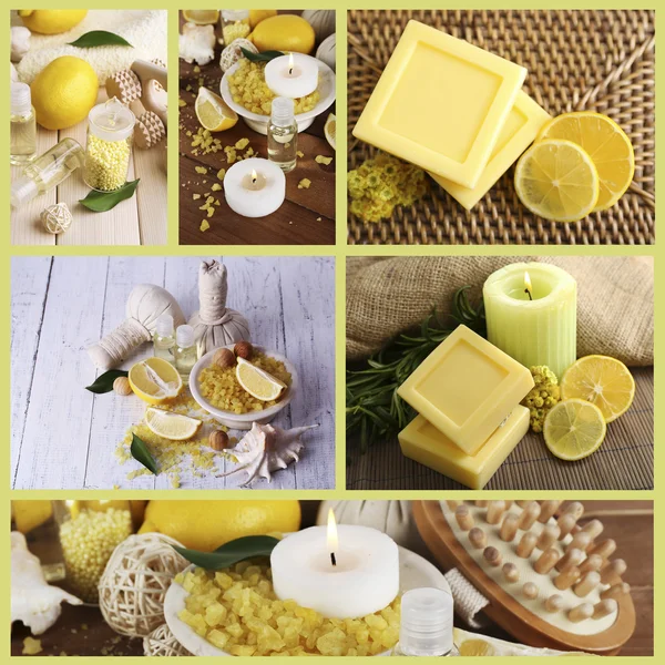Zitronenbad Kompositionen in Collage — Stockfoto