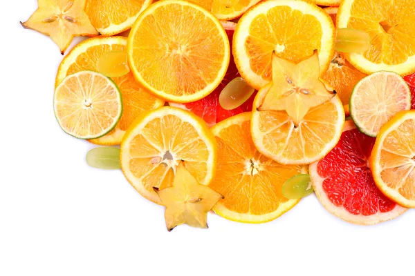 Frutas en rodajas aisladas en blanco — Foto de Stock