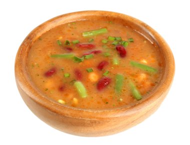 Fasulye çorbası üzerinde beyaz izole kase