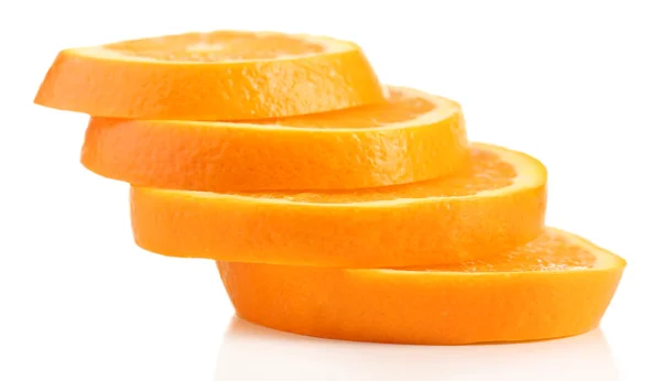 Tranches juteuses d'orange isolées sur blanc — Photo