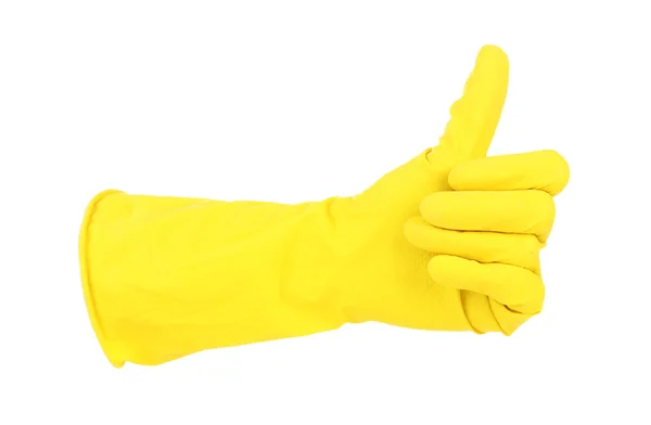 Rubber glove on hand, isolated on white — Stock Photo, Image